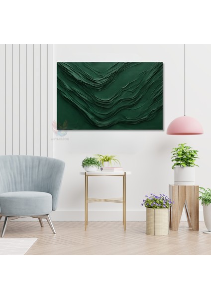 Kanvas Yatay Duvar Tablosu Kanvas Yesil Cizgiler2 Ev Ofis Salon Modern Duvar Tablosu modelleri