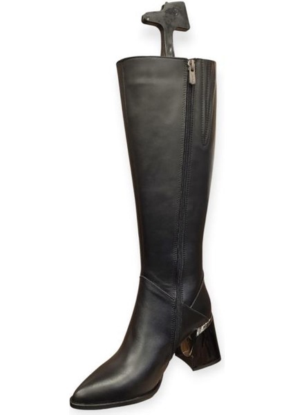 2552005K Sivri Burun Topuklu Klasik Deri Kadın Çizme indirimleri