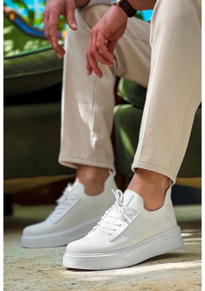 KB-116 Kuback Beyaz Bağcıklı Triko Günlük Erkek Ayakkabı