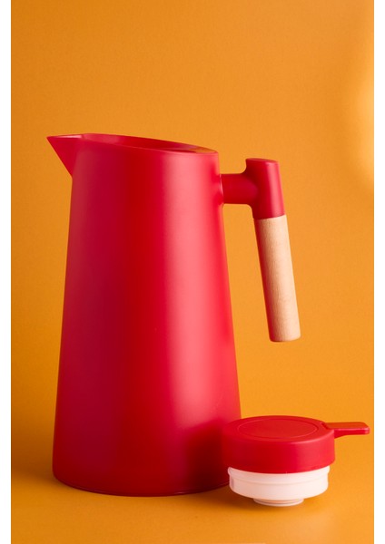 Aster Nordic Bambu Saplı Cam Vakumlu Termos 1000 ml Kırmızı fiyatları