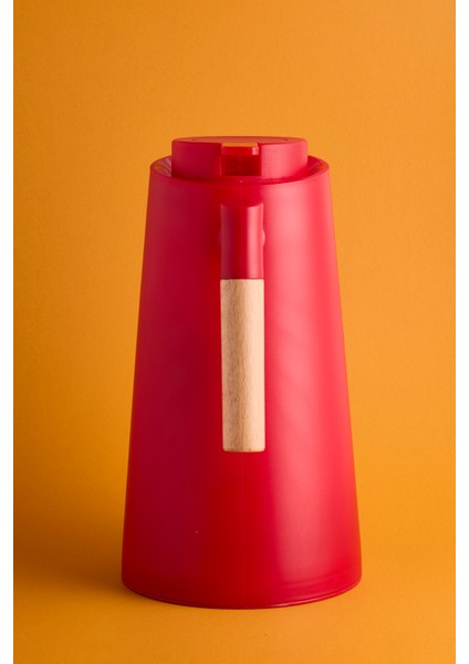 Aster Nordic Bambu Saplı Cam Vakumlu Termos 1000 ml Kırmızı modelleri