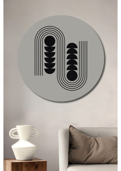 Soyut Geometrik Desen Ahşap Mdf Dekoratif Ev/işyeri Duvar Tablo Yuvarlak Ev/işyeri Duvar Tablo
