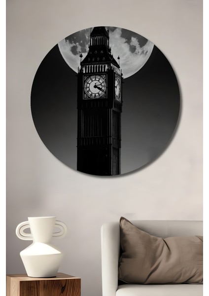 Londra Big Ben Dekoratif Ahşap Mdf Ev/işyeri Duvar Tablo Yuvarlak Ev/işyeri Duvar Tablo