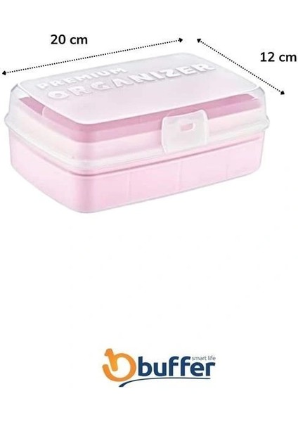 Buffer® 12 Bölmeli Çok Amaçlı Takı Toka Kutusu Dikiş Kutusu Kapaklı Organizer Kutusu Bölmeli Kutu fırsatları