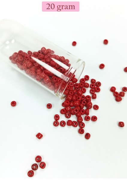Dökme Cam Kum Boncuk Büyük Boy (6/0) 4 mm - 20 Gram - Koyu Kırmızı - BNC074