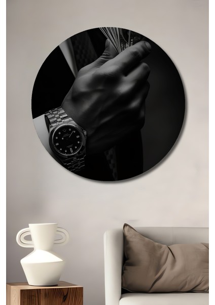 Para ve Zaman Ahşap Mdf Dekoratif Ev/işyeri Duvar Tablo Yuvarlak Ev/işyeri Duvar Tablo