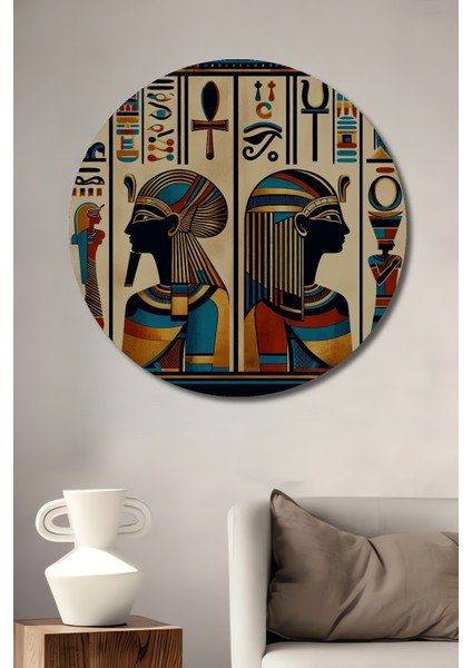 Antik Mısır Firavunları Dekoratif Ahşap Mdf Ev/işyeri Duvar Tablo Yuvarlak Ev/işyeri Duvar Tablo