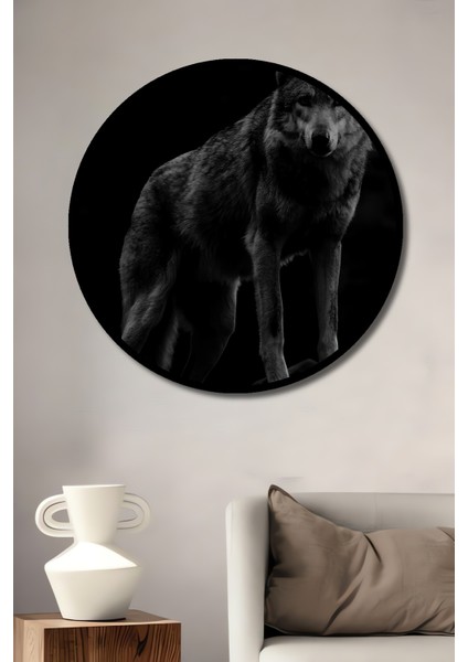 Çerçeve Görünümlü Kurt Krallığı Ahşap Mdf Dekoratif Ev Duvar Tablo Yuvarlak Ev Duvar Tablo