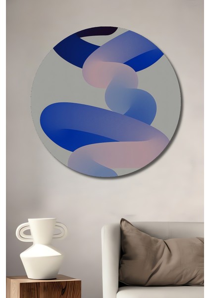 Soyut Mavi Pembe Döngü Ahşap Mdf Dekoratif Ev/işyeri Duvar Tablo Yuvarlak Ev/işyeri Duvar Tablo