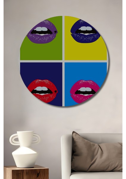 Pop Art Dudaklar Ahşap Mdf Dekoratif Ev/işyeri Duvar Tablo Yuvarlak Ev/işyeri Duvar Tablo