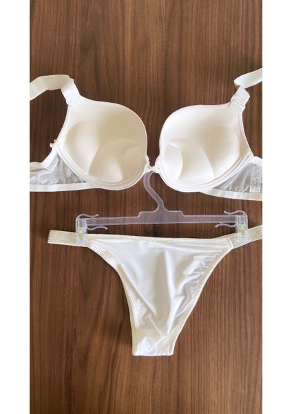 2 Adet 1 Paket Ekru Içi Dolu Taşlı Sütyen Takımı fırsatları