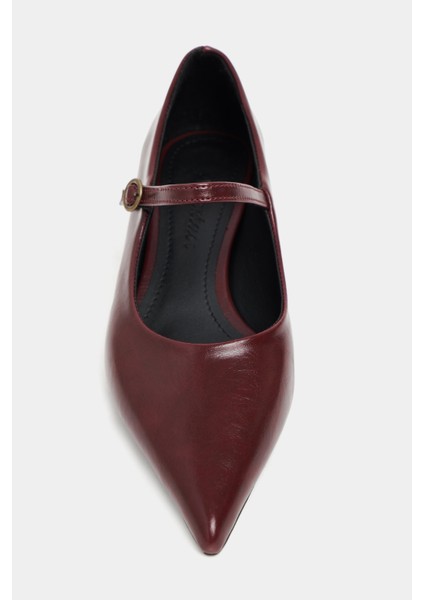 Eldon Bordo Raşel Rustik Desenli Hakiki Deri Topuklu Kadın Ayakkabı modelleri