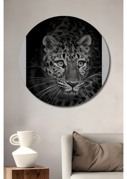 Leopar Asil Görünüm Ahşap Mdf Dekoratif Ev/işyeri Duvar Tablo Yuvarlak Ev/işyeri Duvar Tablo