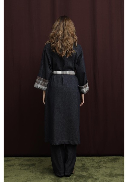 Kadın Ekose Detaylı Denim Trenç Mont - 32393TRCT fiyatları