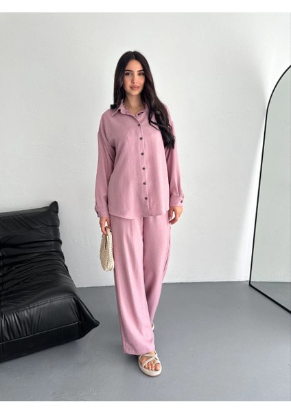 Gömlek Pantolon Ikili Takım - Toz Pembe indirimleri