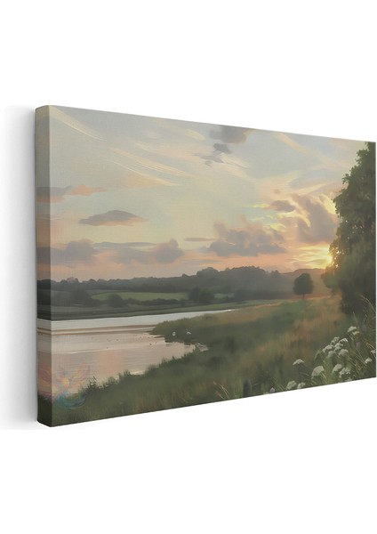 Kanvas Yatay Duvar Tablosu Kanvas Vintage Gol Manzarasi Ev Ofis Salon Modern Duvar Tablosu