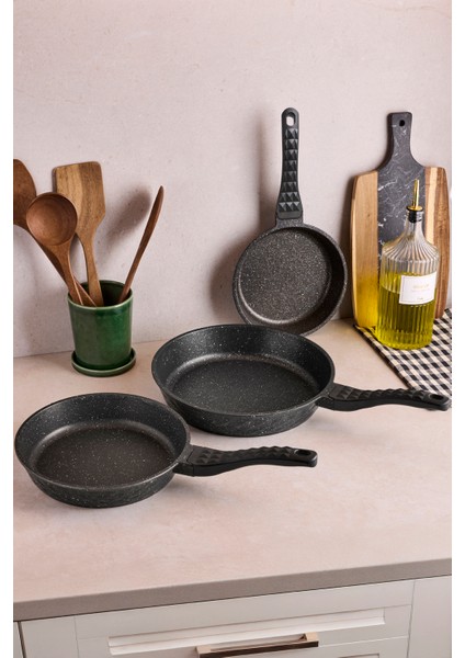 Progranito Diamond Döküm 3'lü Tava Seti 20-24-28 cm modelleri