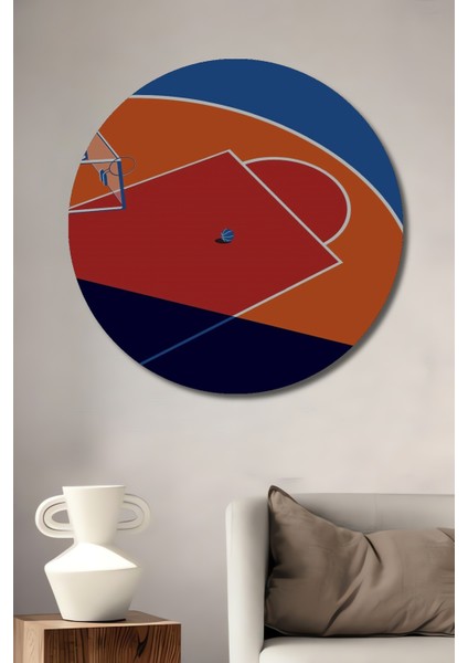 Renkli Basketbol Sahası Ahşap Mdf Dekoratif Ev/işyeri Duvar Tablo Yuvarlak Ev/işyeri Duvar Tablo