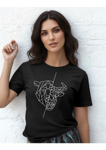 Devısso Traders Bull & Bear Heads - Traders, Borsaci Kadın Siyah T-Shirt