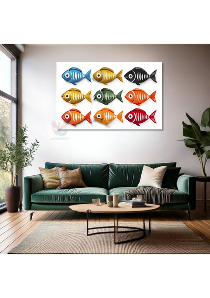 Kanvas Yatay Duvar Tablosu Kanvas Cok Renkli Baliklar Ev Ofis Salon Modern Duvar Tablosu fiyatları