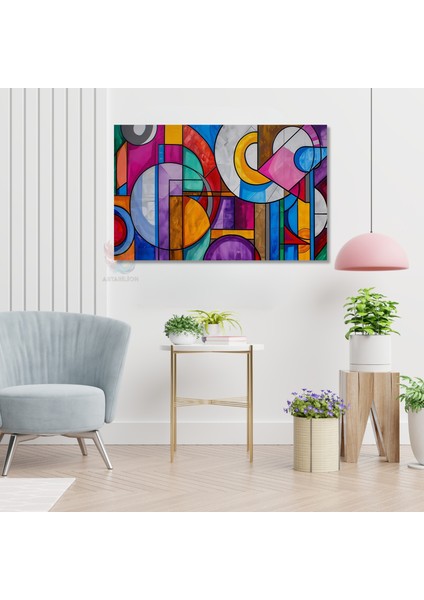 Kanvas Yatay Duvar Tablosu Kanvas Geometrik Sekiller4 Ev Ofis Salon Modern Duvar Tablosu modelleri