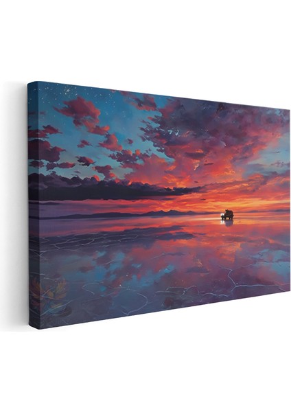 Kanvas Yatay Duvar Tablosu Kanvas Gunbatimi Renkleri Ev Ofis Salon Modern Duvar Tablosu