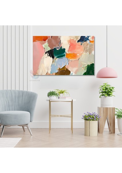 Kanvas Yatay Duvar Tablosu Kanvas Renkli Firca Darbeleri5 Ev Ofis Salon Modern Duvar Tablosu modelleri