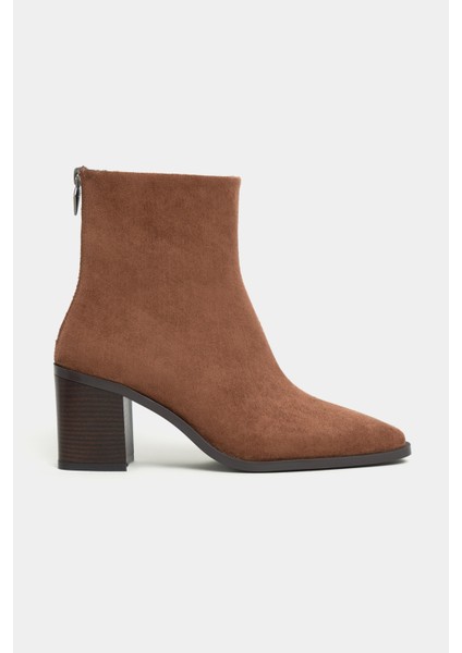 Casey Taba Süet Arka Fermuar Detay Kadın Topuklu Bot