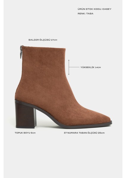 Casey Taba Süet Arka Fermuar Detay Kadın Topuklu Bot fiyatları