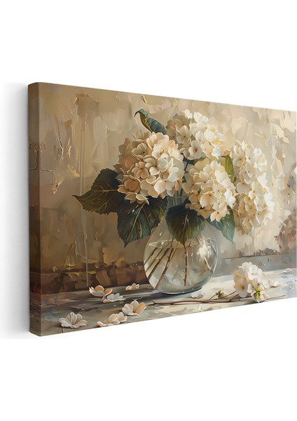 Kanvas Yatay Duvar Tablosu Kanvas Vazoda Beyaz Cicekler3 Ev Ofis Salon Modern Duvar Tablosu