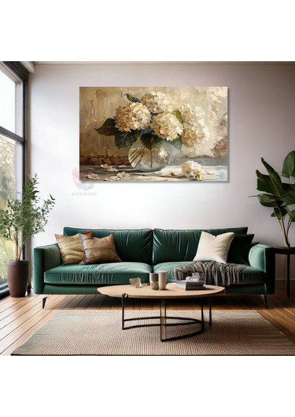Kanvas Yatay Duvar Tablosu Kanvas Vazoda Beyaz Cicekler3 Ev Ofis Salon Modern Duvar Tablosu fiyatları