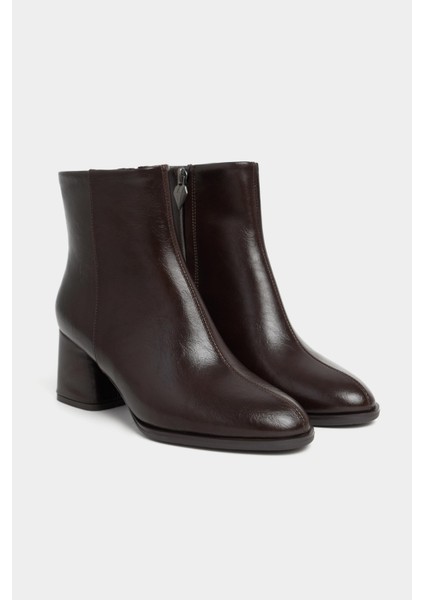 Boni Kahve Rustik Desen Mat Fermuar Detaylı Kadın Topuklu Kadın Bot modelleri