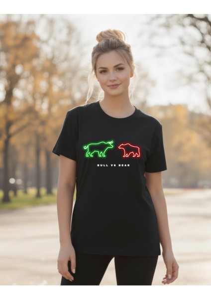 Devısso Traders Bull & Bear Neon - Traders, Borsaci Kadın Siyah T-Shirt fiyatları