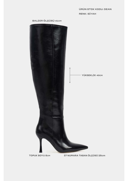 Dean Siyah Mat Sivri Burun Ince Topuklu Kadın Çizme fiyatları
