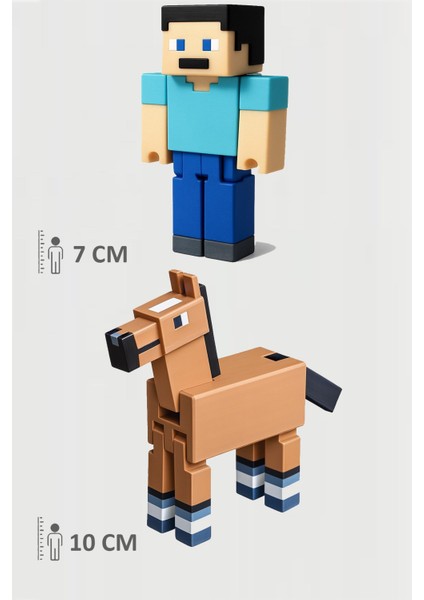 Minecraft Steve ve At Horse Set Hareketli Eklemli Figür
