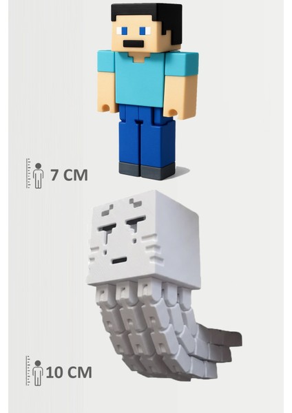 Minecraft Steve ve Ghast Set Hareketli Eklemli Figür