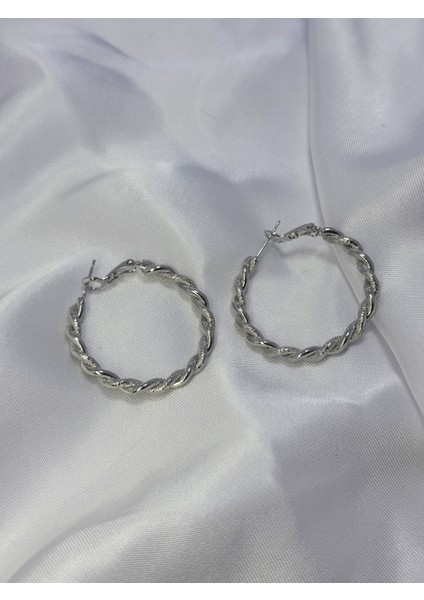 Burgu Desenli Çelik Halka Küpe modelleri