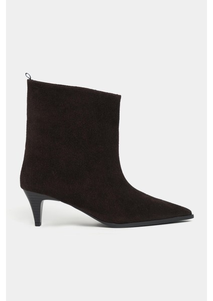 Harper Kahve Hakiki Süet Kitten Topuk Sivri Burun Kadın Bootie