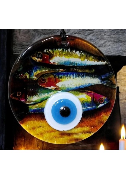 Balık Desenli 12 cm Füzyon Cam Duvar Süsü fırsatları