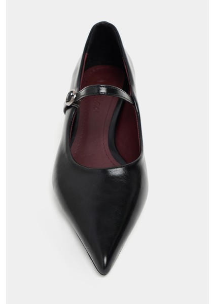 Eldon Siyah Raşel Rustik Desenli Hakiki Deri Topuklu Kadın Ayakkabı modelleri