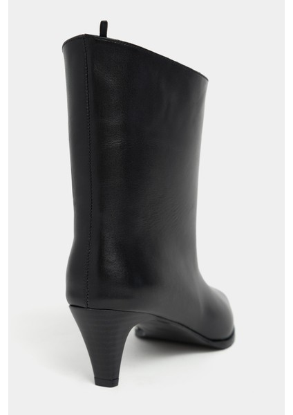 Harper Siyah Mat Hakiki Deri Kitten Topuk Sivri Burun Kadın Bootie fırsatları