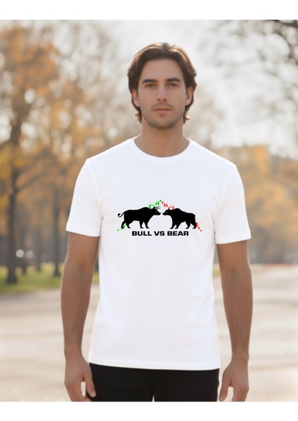 Devısso Traders Bull Vs Bear - Traders, Borsaci Erkek Beyaz T-Shirt fiyatları