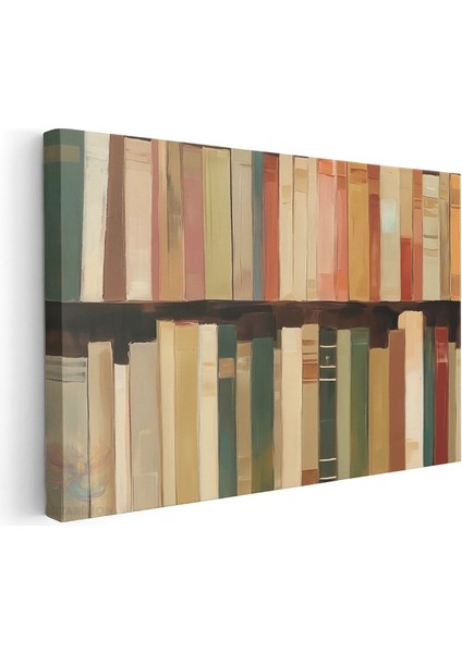Kanvas Yatay Duvar Tablosu Kanvas Kitaplıktaki Kitaplar Ev Ofis Salon Modern Duvar Tablosu