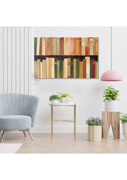 Kanvas Yatay Duvar Tablosu Kanvas Kitaplıktaki Kitaplar Ev Ofis Salon Modern Duvar Tablosu modelleri