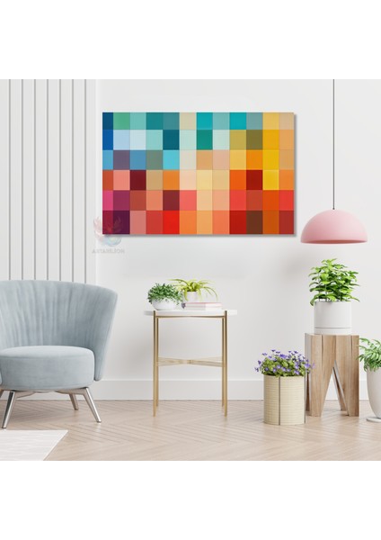 Kanvas Yatay Duvar Tablosu Kanvas Renk Kareleri Ev Ofis Salon Modern Duvar Tablosu modelleri