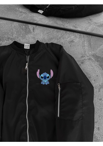 Unisex Siyah Bomber Ceket - Fermuarlı, Cepli, Kapitone Astarlı, fiyatları