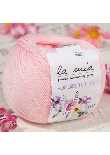 La Mia Mercerized Cotton Açık Pembe El Örgü Ipi - 4 - 33599
