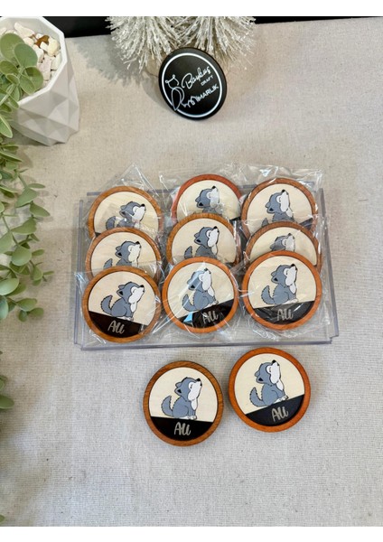Özel Tasarım Göktürk Kurt Ulukurt Mevlid Hediyelik Hastane Çıkışı Handmade Ahşap Bebek Magnet - 20 Adet modelleri