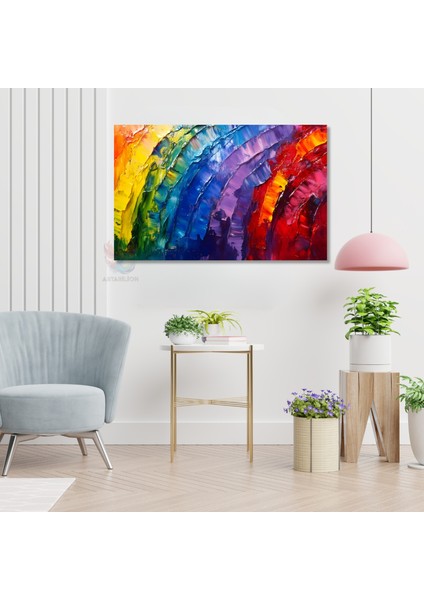 Kanvas Yatay Duvar Tablosu Kanvas Renkli Firca Darbeleri6 Ev Ofis Salon Modern Duvar Tablosu modelleri