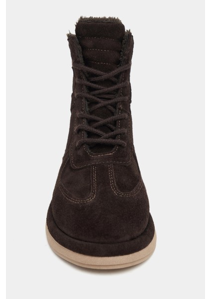 Herman Bitter Kahve Süet Hakiki Deri Bağcıklı Düz Taban Kadın Bot fırsatları